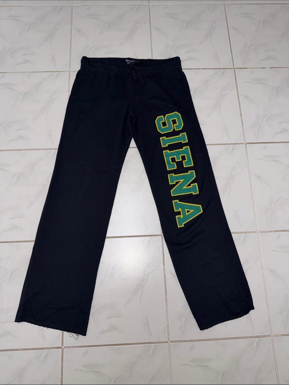 Champion Black Sweatpants with Green and Yellow Siena Print